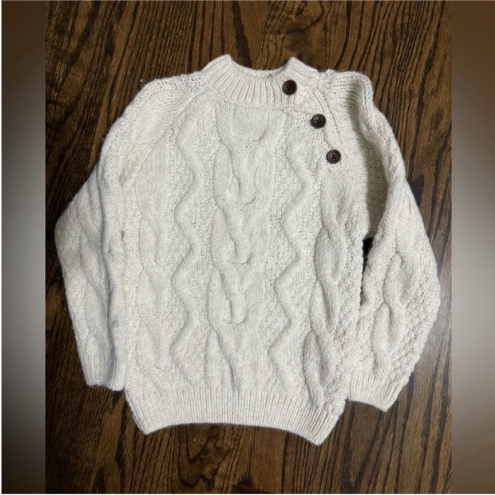 Zara Cream Cable Knit Sweater with Button Detail
